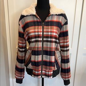 Knox Rose Plaid Teddy Jacket with Sherpa Collar